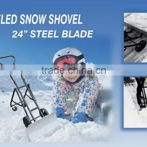 Folded Snow Shovel With Wheels thumbnail-1