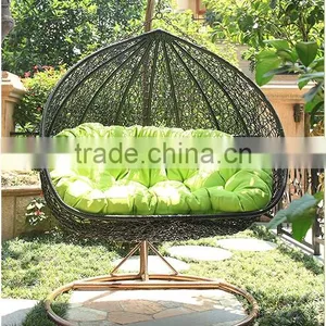Water Drop Shape White Synthetic Rattan Outdoor Lover Seat Swing Chair thumbnail-6