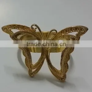 Gold Cheap Napkin Ring Holder Butterfly thumbnail-1