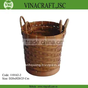 Bamboo Waste Basket With Handles thumbnail-1