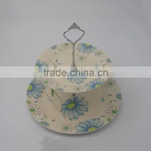 Modern Double Layer Bamboo Fiber Living Room Fruit Dish Cake Plate Rack thumbnail-4