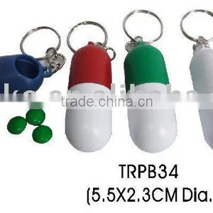 Capsule Shape Travel Plastic Pill Case Keychain thumbnail-1