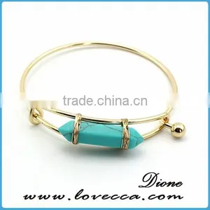 Semi-precious Stone Bracelet Colored Turquoise Stone Bracelet , Green Stone Bracelets thumbnail-2