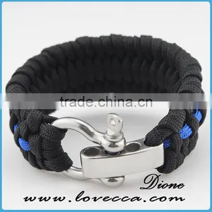 Stainless Steel Shackle Buckle Hiking Outdoor Survival Paracord Bracelet thumbnail-6