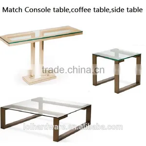 Bronze Stainless Steel Base Glass Coffee Table thumbnail-4