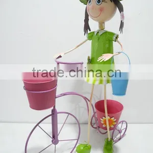 YS13586RV2 Girl Tricycle Metal Planter Stand With High Quality thumbnail-1