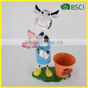 Nice Iron Cow Ornament Plant Flowerpot Planter thumbnail-1