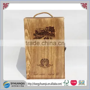 Europe Style Antique Pine Wood Double Wooden Wine Box CN thumbnail-1