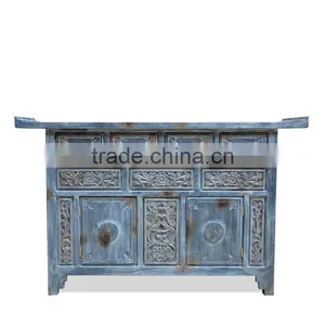 Buffet Console Oriental White Antique Mahogany Wood Furniture thumbnail-4