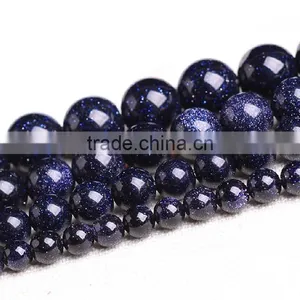 Natural Blue Gold Stone Round Diy Beads for Jewelry Slider Beads for Bracelets thumbnail-1