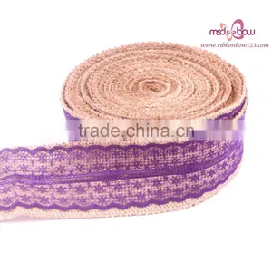 WEDDING BURLAP JUTE RIBBON AND LACE RIBBON thumbnail-1