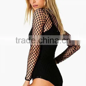 2016 Cheap Wholesale Custom Fashion Sexy Girl Black Mesh Bodysuit For Women thumbnail-4