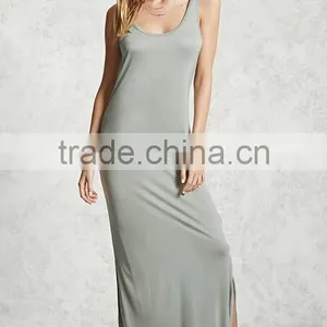 2017 Summer Women Scoop Neck Cami Dress Side Slits Maxi Tank Dress HSm9183 thumbnail-1