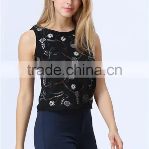 New Design Factory Price Accept Small/Min/Loe Order Quantity Ebroideried Embellishment Beaded Women Top Women Blouse thumbnail-2