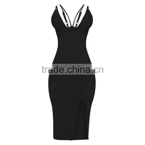 Black Double Strap Slinky Silk Midi Dress Silk Dress thumbnail-5