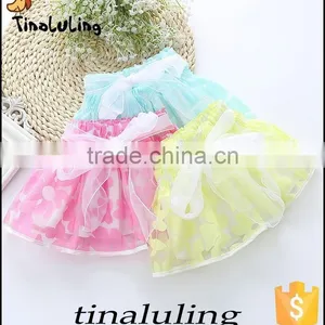 New Arrival Light Blue Girls Petti Skirt Girls Tutu Skirt Children Short Skirts With Flower thumbnail-4