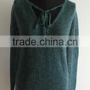 Fashion Ladies V Neck Pullover With Bead Around Neck Style thumbnail-1