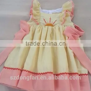 Boutique Toddler Girls Ruffle Sleeve Crown Embroider Lace Dress Baby Fashion Dress for Fall thumbnail-1