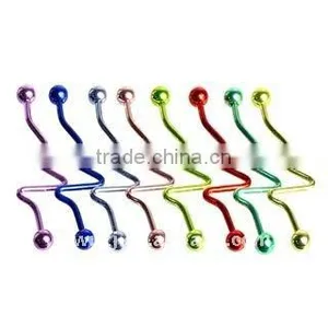 316l Surgical Steel Tongue Barbell Wave Spiral Industrial Body Piercing Jewelry, Fashion Tongue Barbell,tongue Rings thumbnail-1