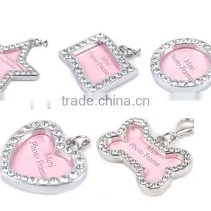 Pet ID Tags Card Personalized Photo Frame Puppy Rhinestone Bone Heart Star Jewelry thumbnail-1