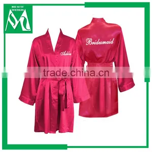Girls' 100% Polyester Monogram Satin Red Robe thumbnail-1