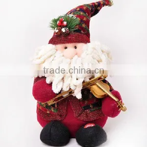 Playing Fiddle Christmas Santa Claus Stuffed Plush Doll thumbnail-1