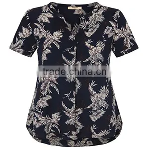 Wholesale Apparel Comfortable Plain Dyed Lady Sheer Blouse thumbnail-2