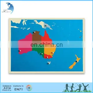 Promotion Colorful Training Montessori Educational Wooden Puzzle Scratch Australia Map Puzzle Map of Australia thumbnail-1