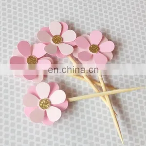 Colorful Flower Cupcake Topper Bridal Shower Birthday Party Cupcake Toppers thumbnail-1