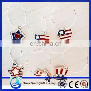 USA Theme Red White Blue Charms, Christmas Gift for Wine Glasses thumbnail-1