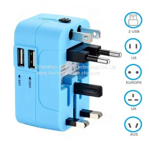 2018 Coorporate Gift Universal Travel Adapter With US UK EU AUS Plug Adaptor ,2.1A Dual USB Port thumbnail-3