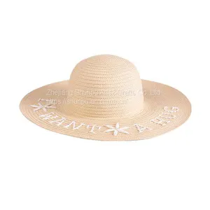 Embroidered Paper Braid Floppy Hat thumbnail-1