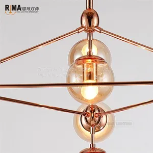 Rima Lighting New Model Indoor Ceiling Fancy Rose Gold Pendant Light With Glass Ball thumbnail-2