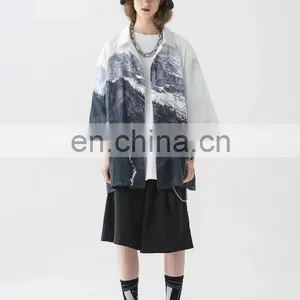 Diznew 2020 Men's New Fashion Casual Shirt Button Up Custom Print Short Sleeves Shirts Designs thumbnail-4
