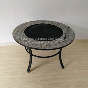 Upgraded] FEMOR Large 3 in 1 Fire Pit With BBQ Grill Shelf,Outdoor Metal Brazier Square Table Firepit Garden Patio Heater/BBQ/Ice Pit With Waterproof Cover (Fire Pit & Grill) thumbnail-2