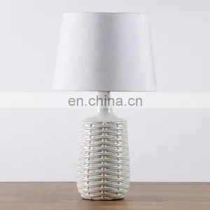 New Design of Rattan Pattern Ceramic Desk Lamp for Indoor Room thumbnail-2