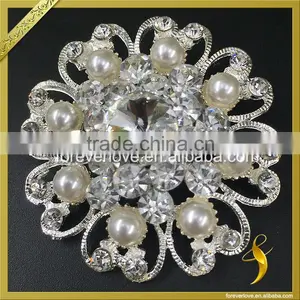 Vintage Rhinestone and Pearl Brooches Flower Women Rhinestone Pins and Brooches Wholesale FB-071 thumbnail-3
