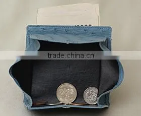 2016 Lovely Color Ostrich Skin Leather Folding Coin Case Coin Pouch Slim Coin Purse thumbnail-4