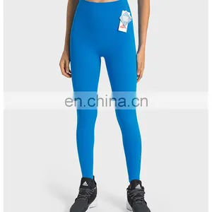 Wholesale Anti-Bacterial Good Quality Lycra Yoga Leggings Nude Workout Running Fitness Wear Peach Hip Gym Tight Pants For Women thumbnail-3