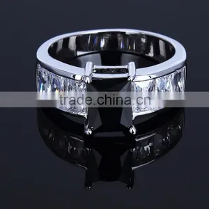 Hot Classic Rectangle One Stone Wedding Ring Black Color Cc Fine Jewelry Ring thumbnail-2
