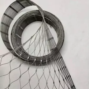 Hand-Woven Flexible 304 316 Stainless Steel Cable Mesh Steel Wire Rope Mesh Bird Netting Zoo Mesh Metal Mesh thumbnail-1