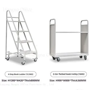 Institutional Book Trolley | Steel With Safety Features | Non-Slip Footrest & Universal Wheels | Religious Organization Use thumbnail-4