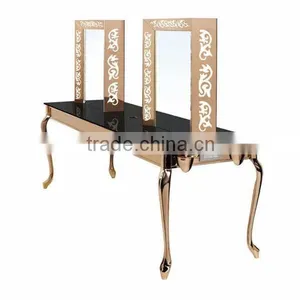 Beiqi 2016 Luxurious Stainless Steel Engraving Salon Unit Mirror Station Used Beauty Salon Furniture for Sale in Guangzhou thumbnail-2