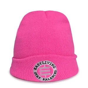 Cuffed Knit Beanies Custom Embroidered Patch Logo Winter Street Casual Hats thumbnail-2