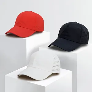 Custom Made Hat OEM Service Laser Perforated Breathable Blank Running Curved Visor Cap thumbnail-2