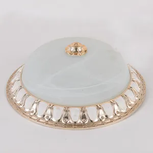 European Style Ceiling Light for Bedroom, Living Room, Study, Copper-colored Lamp, American Style Round Ceiling Light, Modern and Minimalist. thumbnail-1