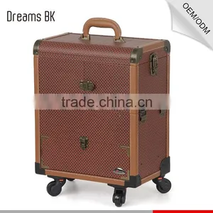 Hot Selling Professional Cosmetic Rolling PVC Trolley Case 360 Degree Makeup Case With Wheels thumbnail-3