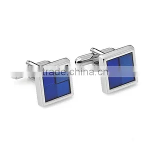 Blue Matrix Stainless Steel Cufflinks For Men Silver Blue, Blue Gemstone Cufflinks For Men thumbnail-1