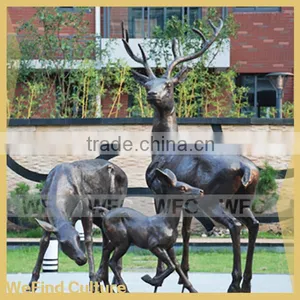 Outdoor Metal Casting Bronze Deer Sculptures Animal Statues thumbnail-1