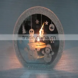Hot Sale 2016 Christmas Endless Light Snowman Mirror Candle Holder Light,light Sensitive Christmas Candles thumbnail-1